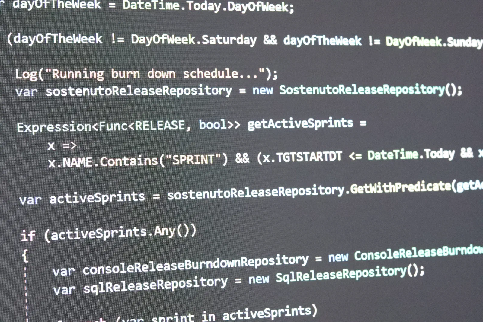 Computer code displayed on a screen